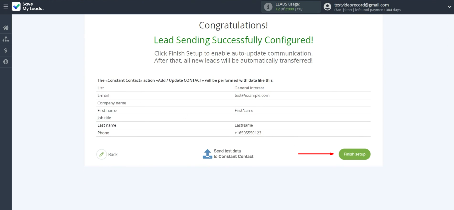 Click Finish setup Click Finish setup