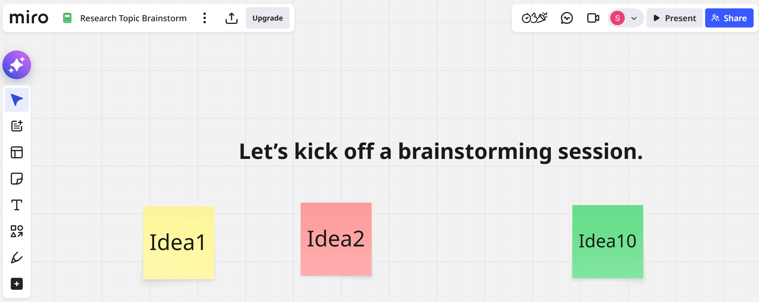 Brainstorming session in Miro