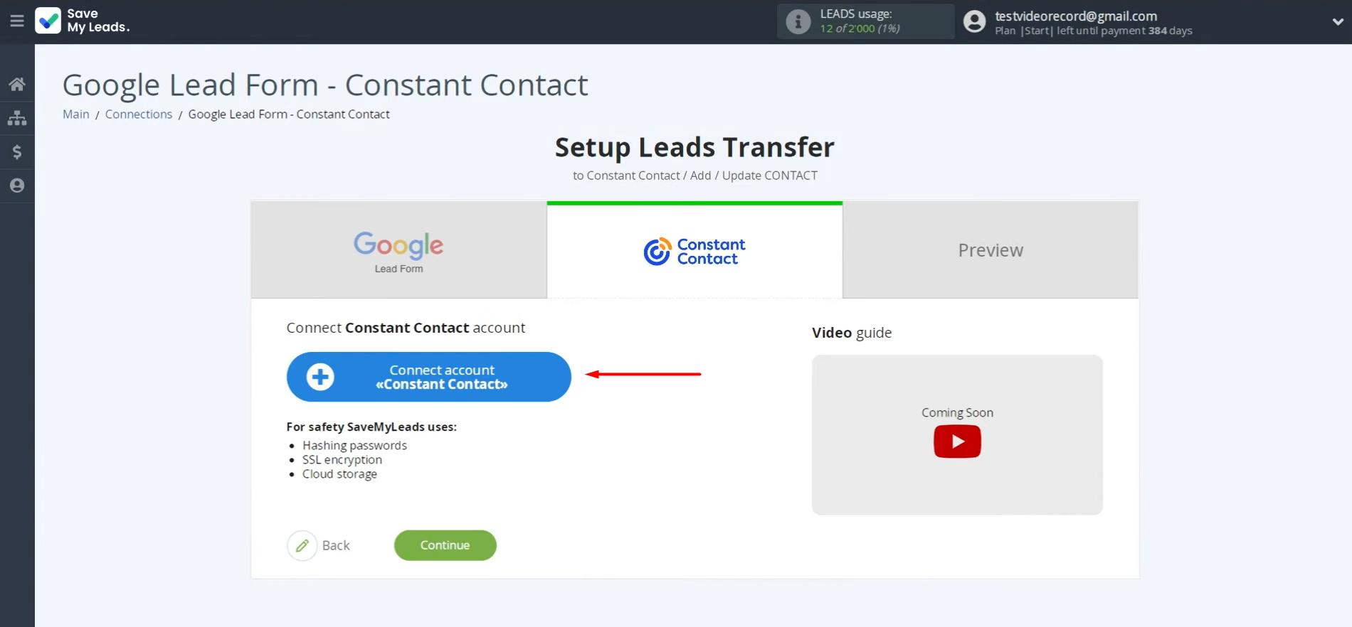 Connect your Constant Contact account to SaveMyLeads Connect your Constant Contact account to SaveMyLeads