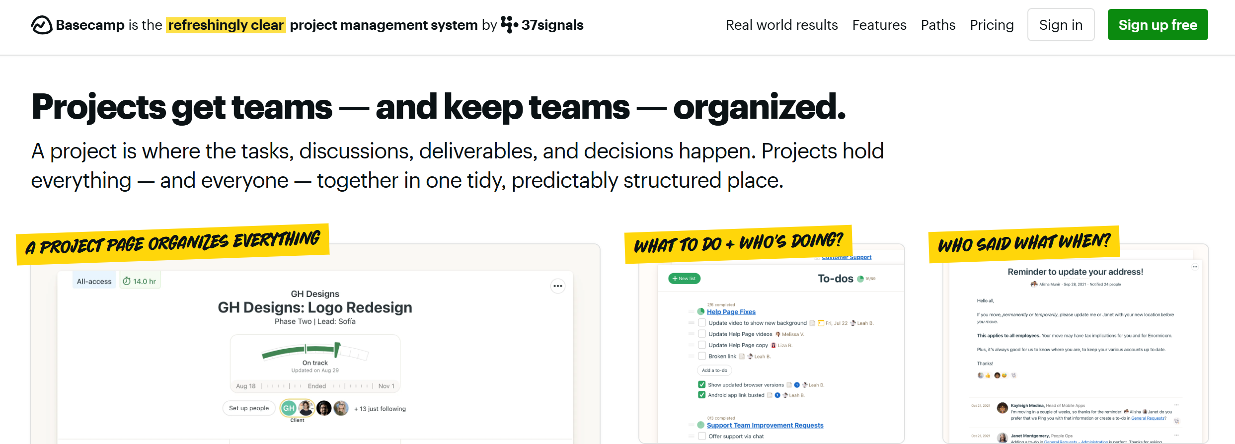 Basecamp website Basecamp website