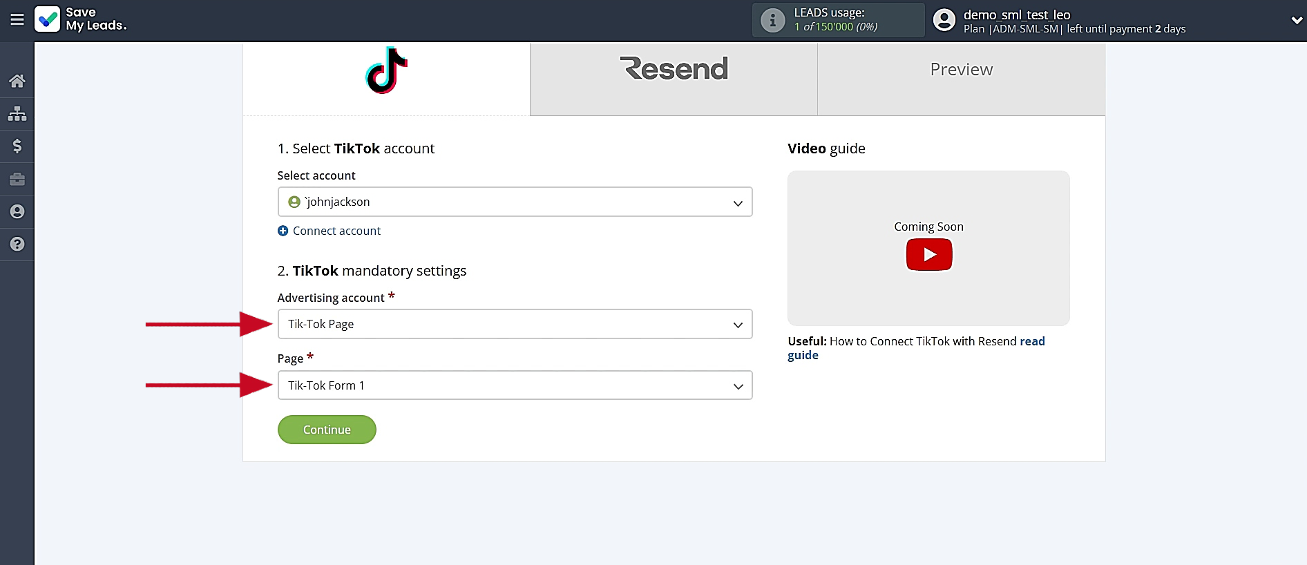 Choose the ad page and form Choose the ad page and form