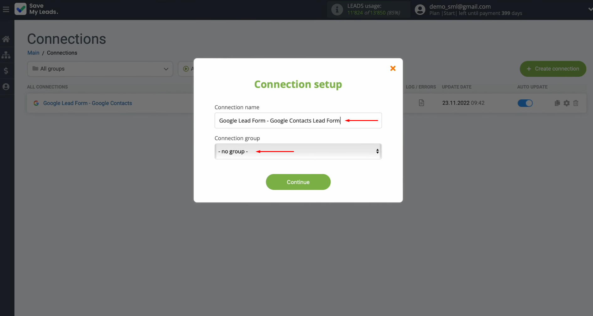 Change the connection name and add it to a group Change the connection name and add it to a group
