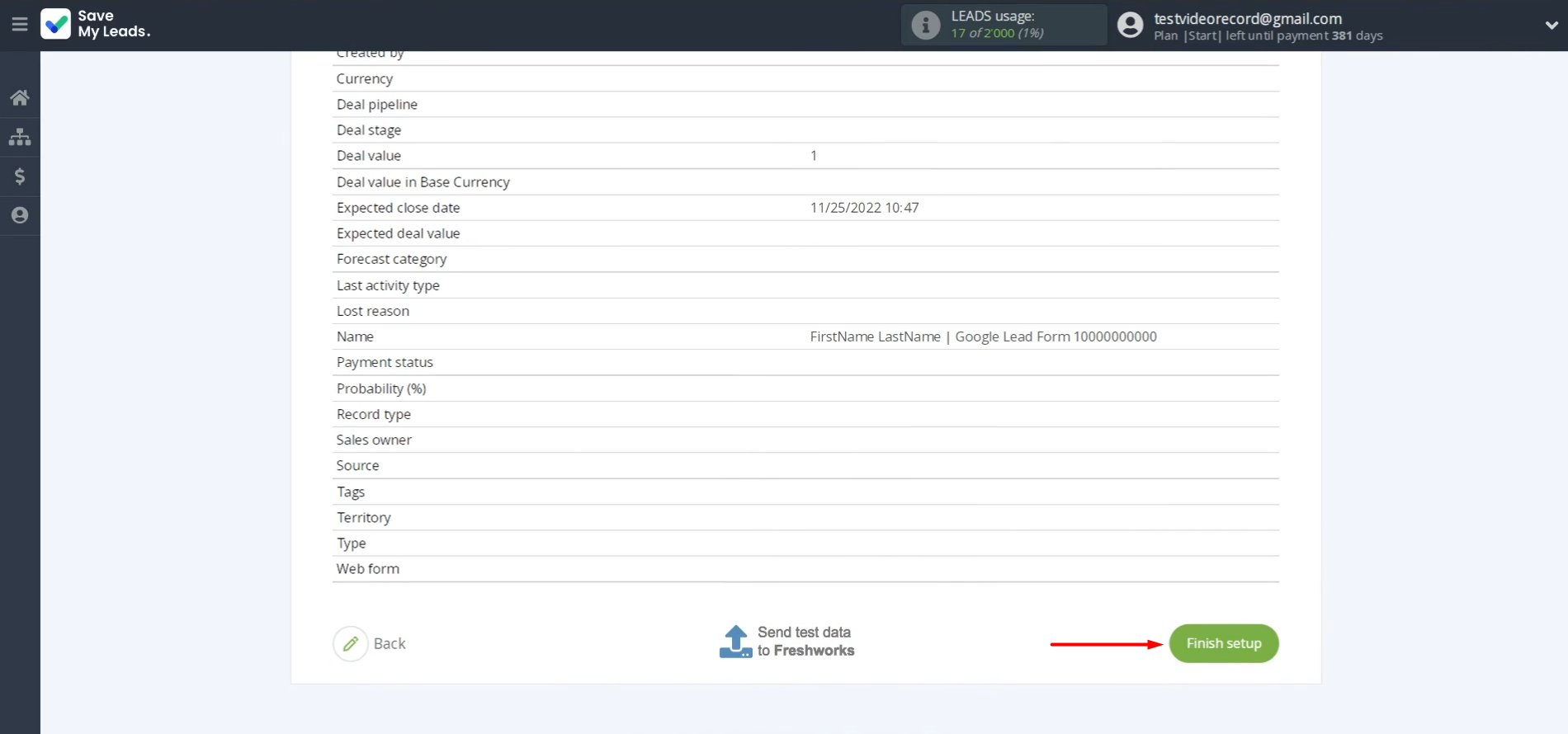 Click Finish setup Click Finish setup