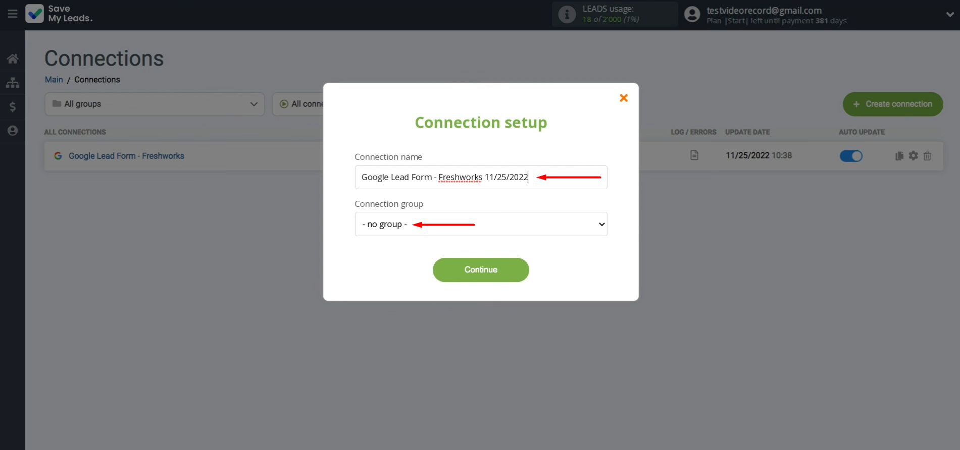 Change the connection name and add it to a group Change the connection name and add it to a group