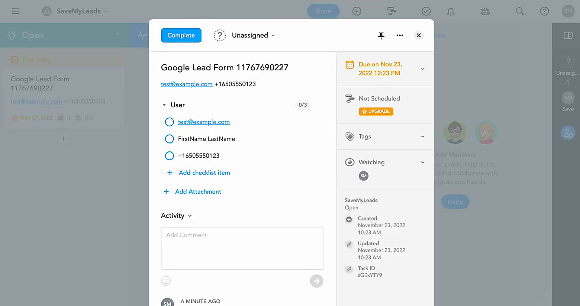 SaveMyLeads creates MeisterTask tasks from Google Ads