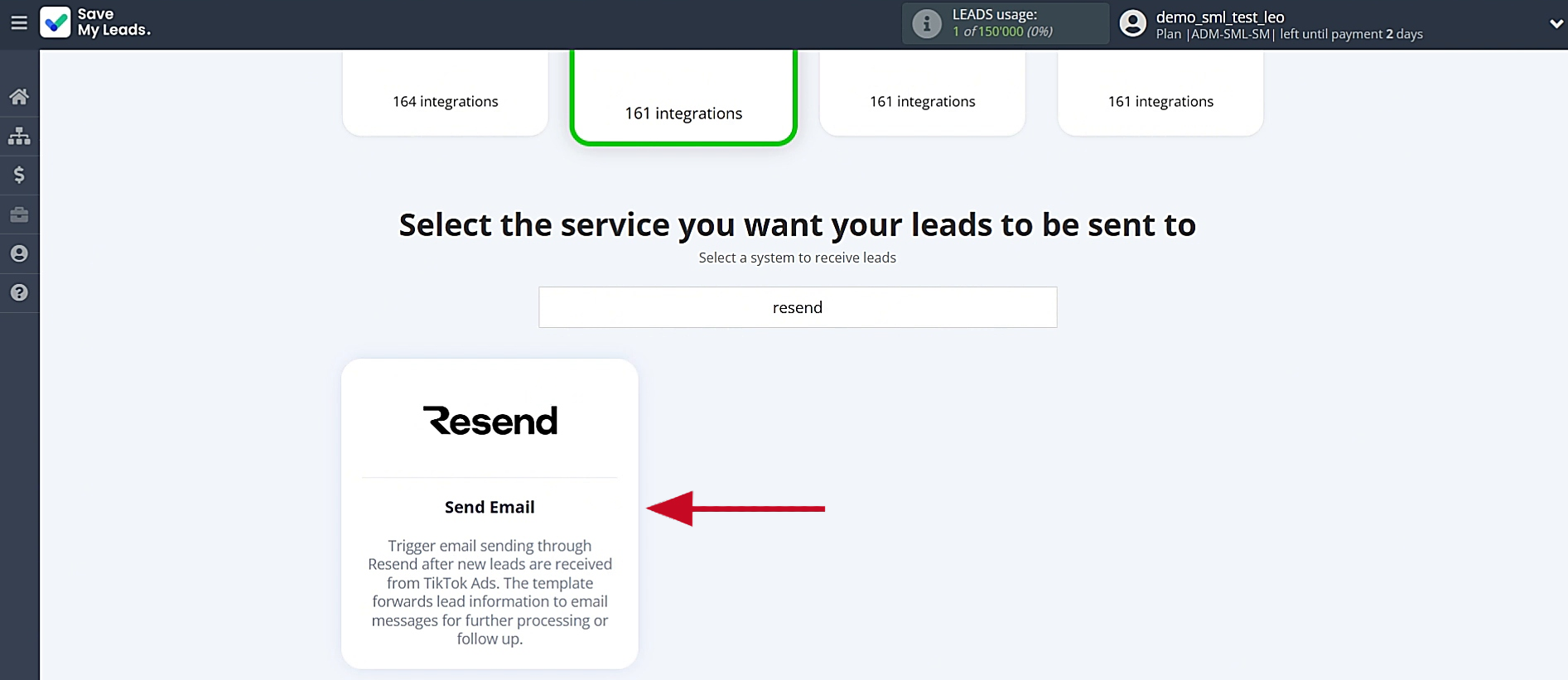 Choose Resend (Send Email) Choose Resend (Send Email)