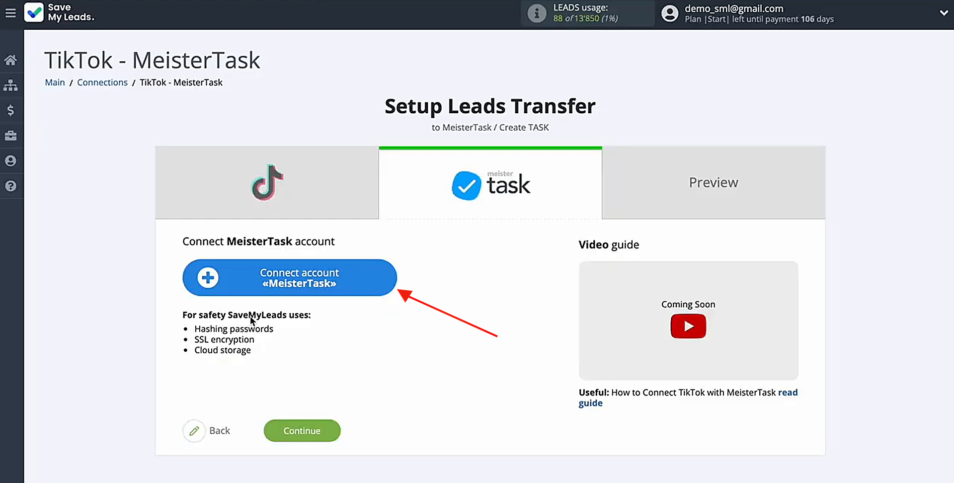 Connect your MeisterTask account Connect your MeisterTask account