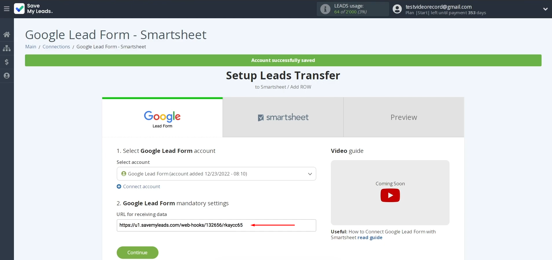 Google Lead Form and Smartsheet integration | Copy the URL for retrieving data Google Lead Form and Smartsheet integration | Copy the URL for retrieving data