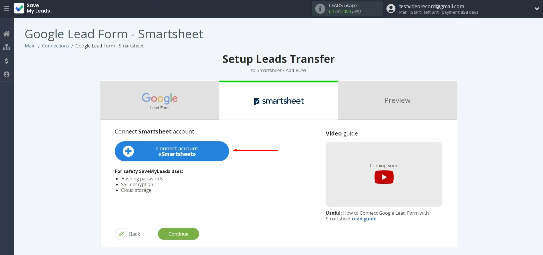 Smartsheet and Google Lead Form integration | Connect your Smartsheet account to SaveMyLeads Smartsheet and Google Lead Form integration | Connect your Smartsheet account to SaveMyLeads