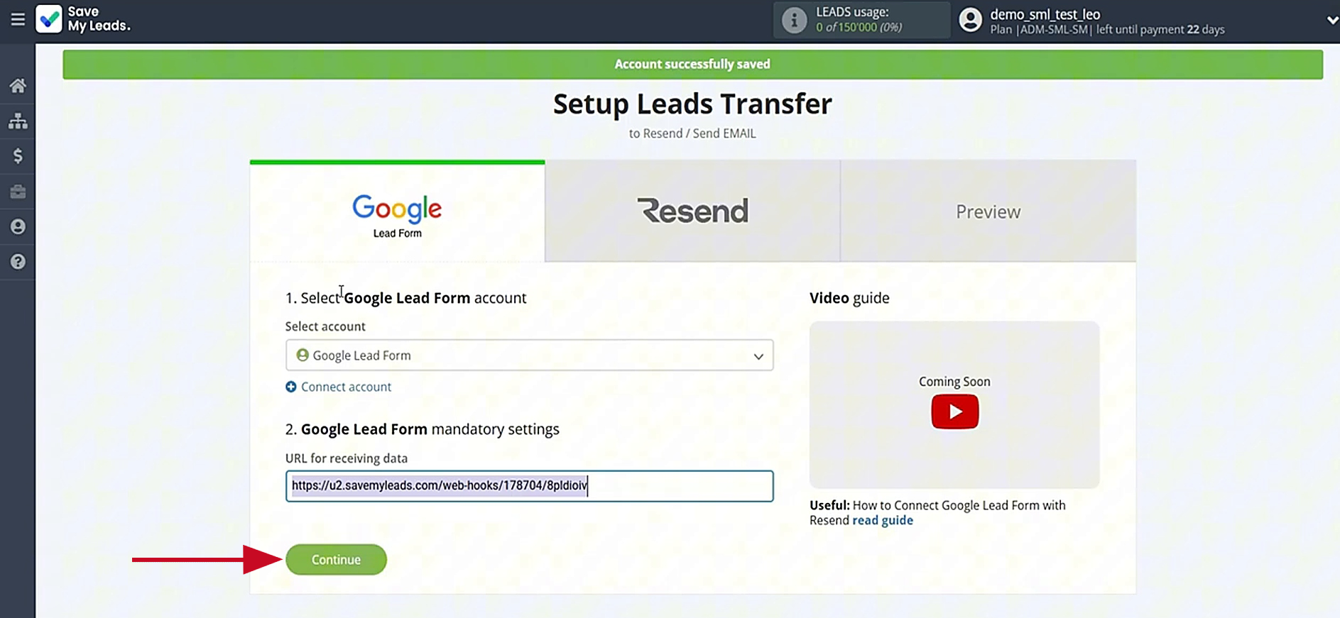 Switch back to SaveMyLeads to move on Switch back to SaveMyLeads to move on