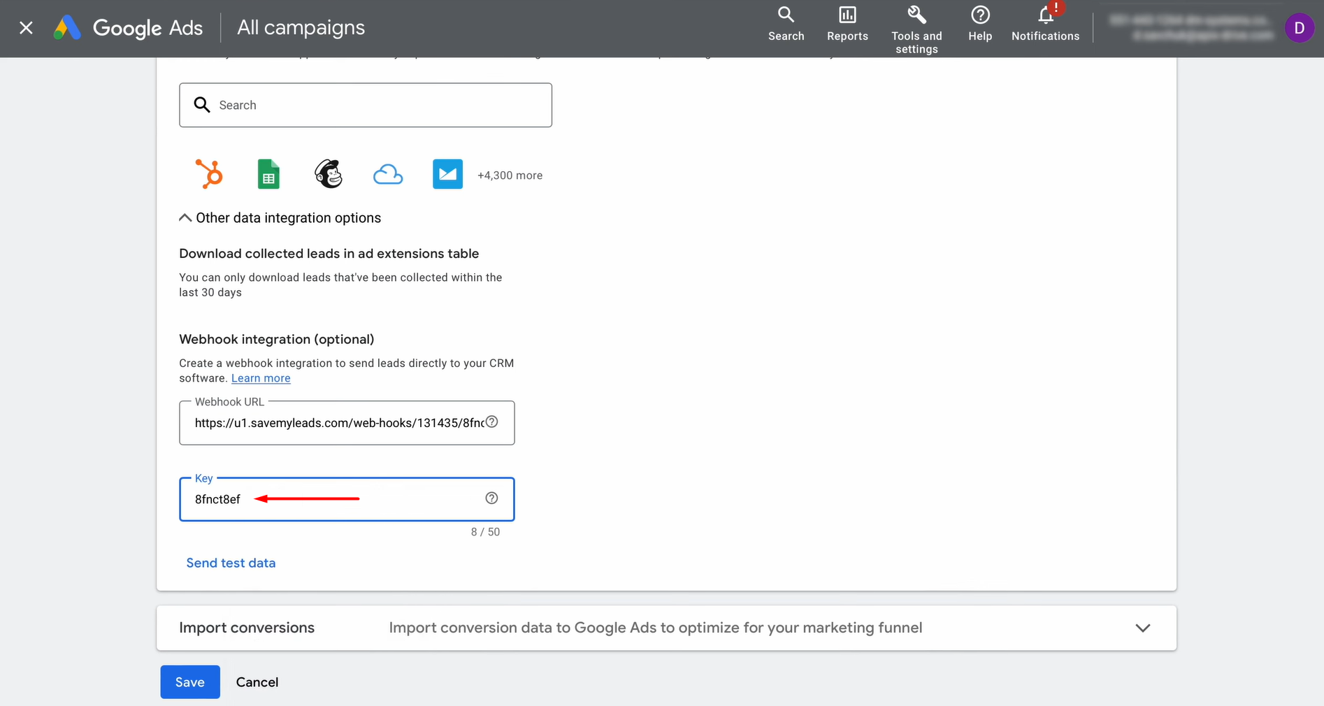 Enter the final segment of the URL in the key field Enter the final segment of the URL in the key field