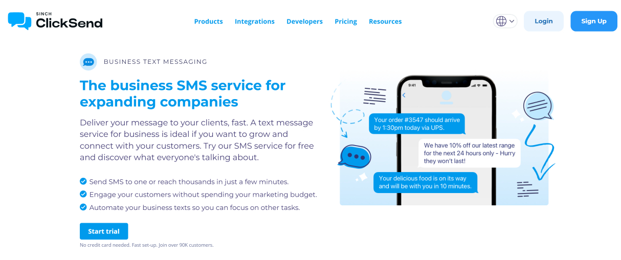 ClickSend website ClickSend website