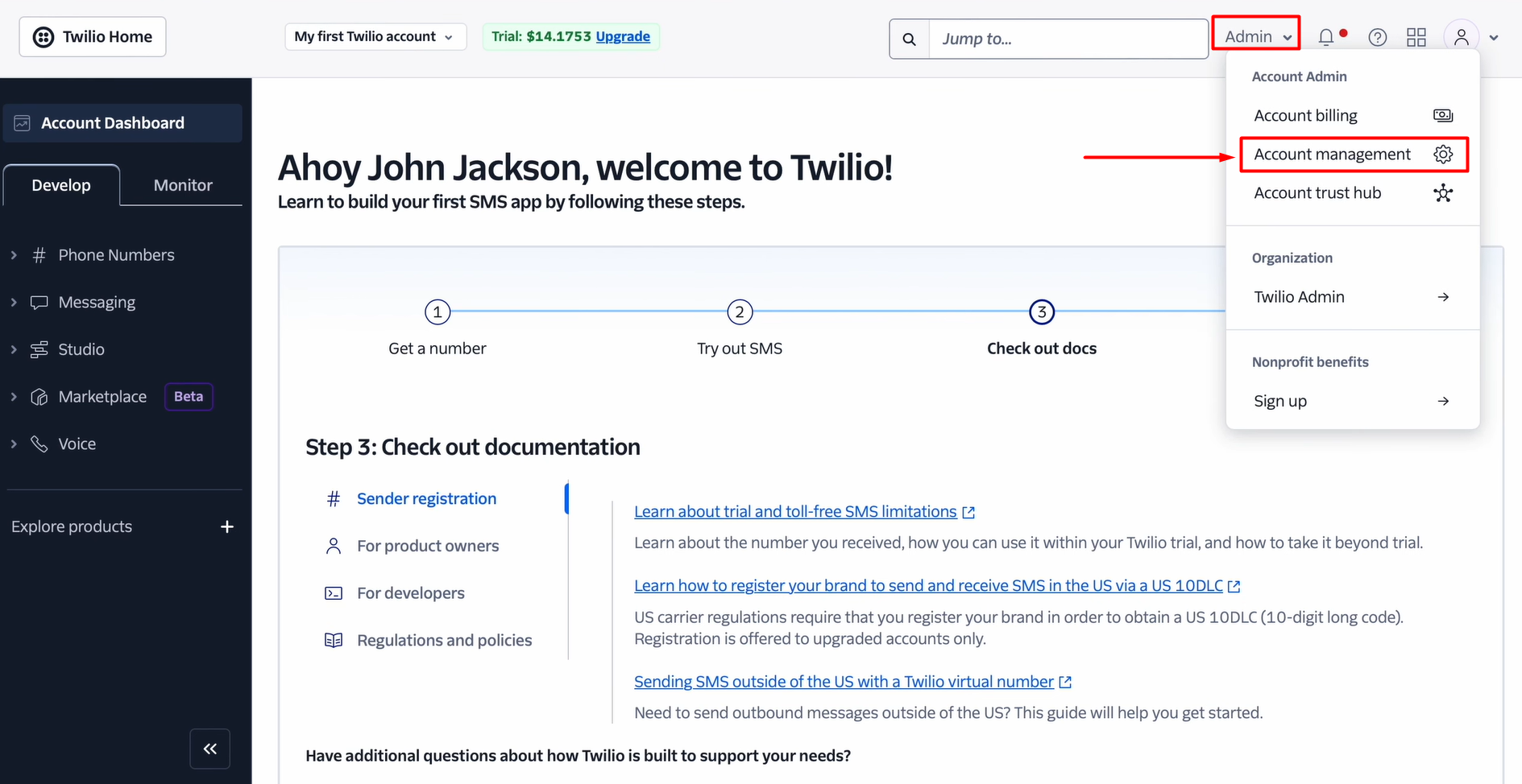 Go to Account management