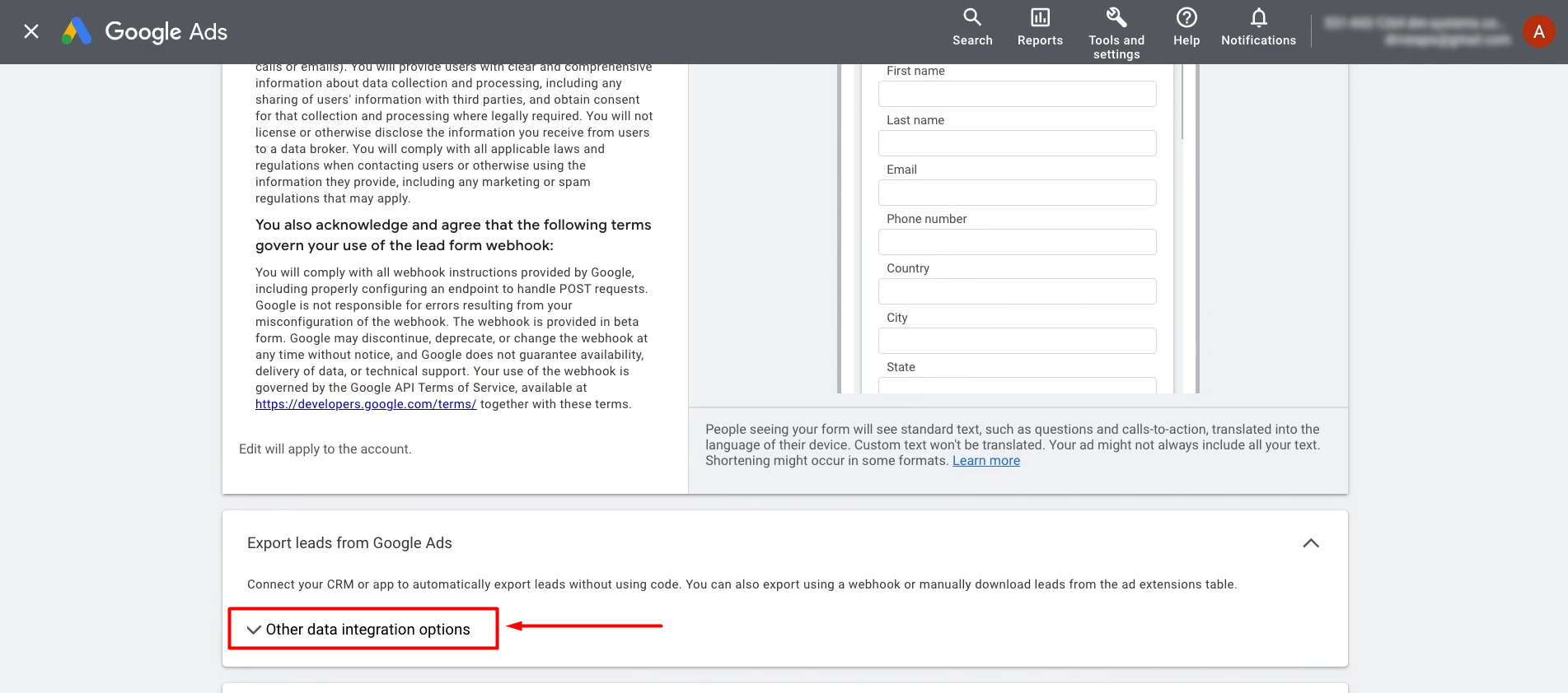 Find the section “Other Data Integration Options” Find the section “Other Data Integration Options”
