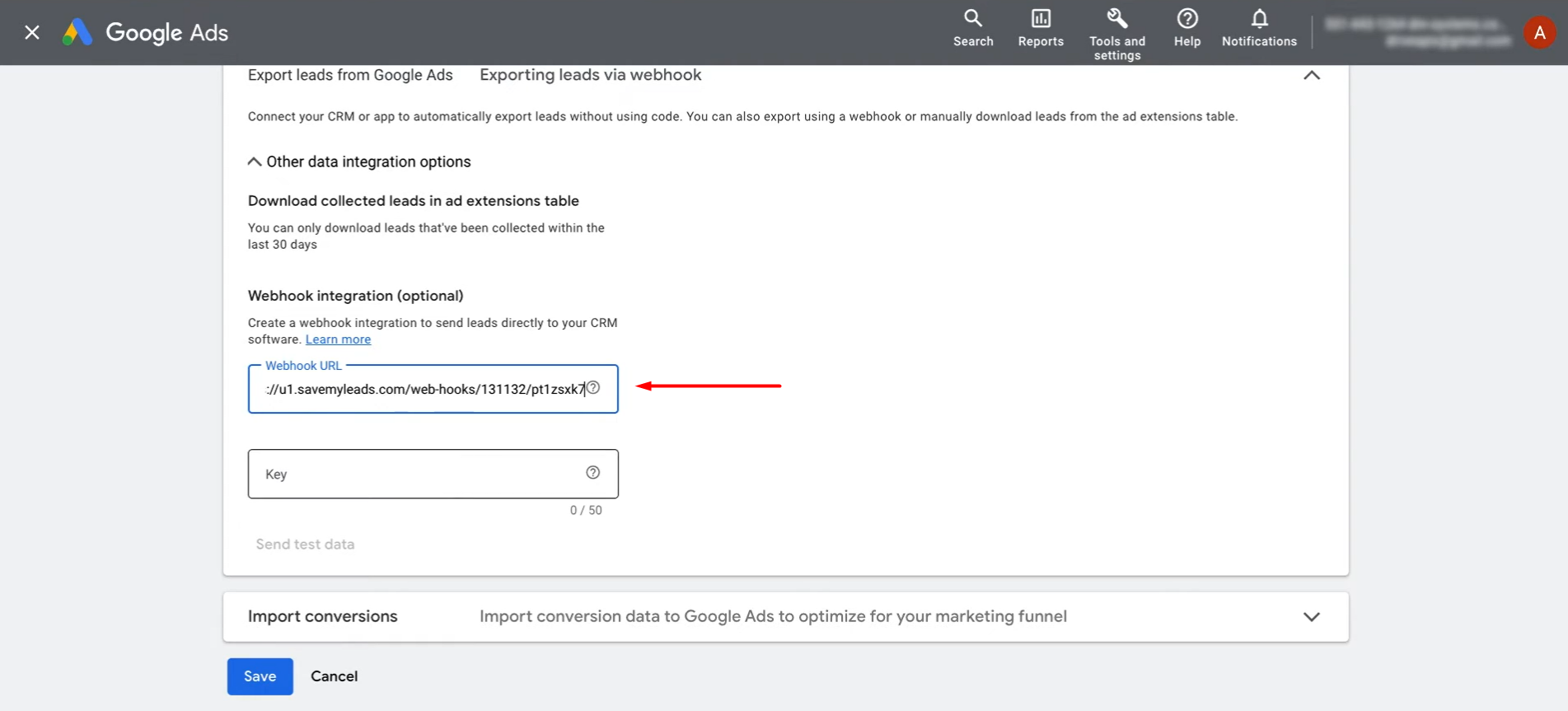 Paste the copied URL into the appropriate field Paste the copied URL into the appropriate field