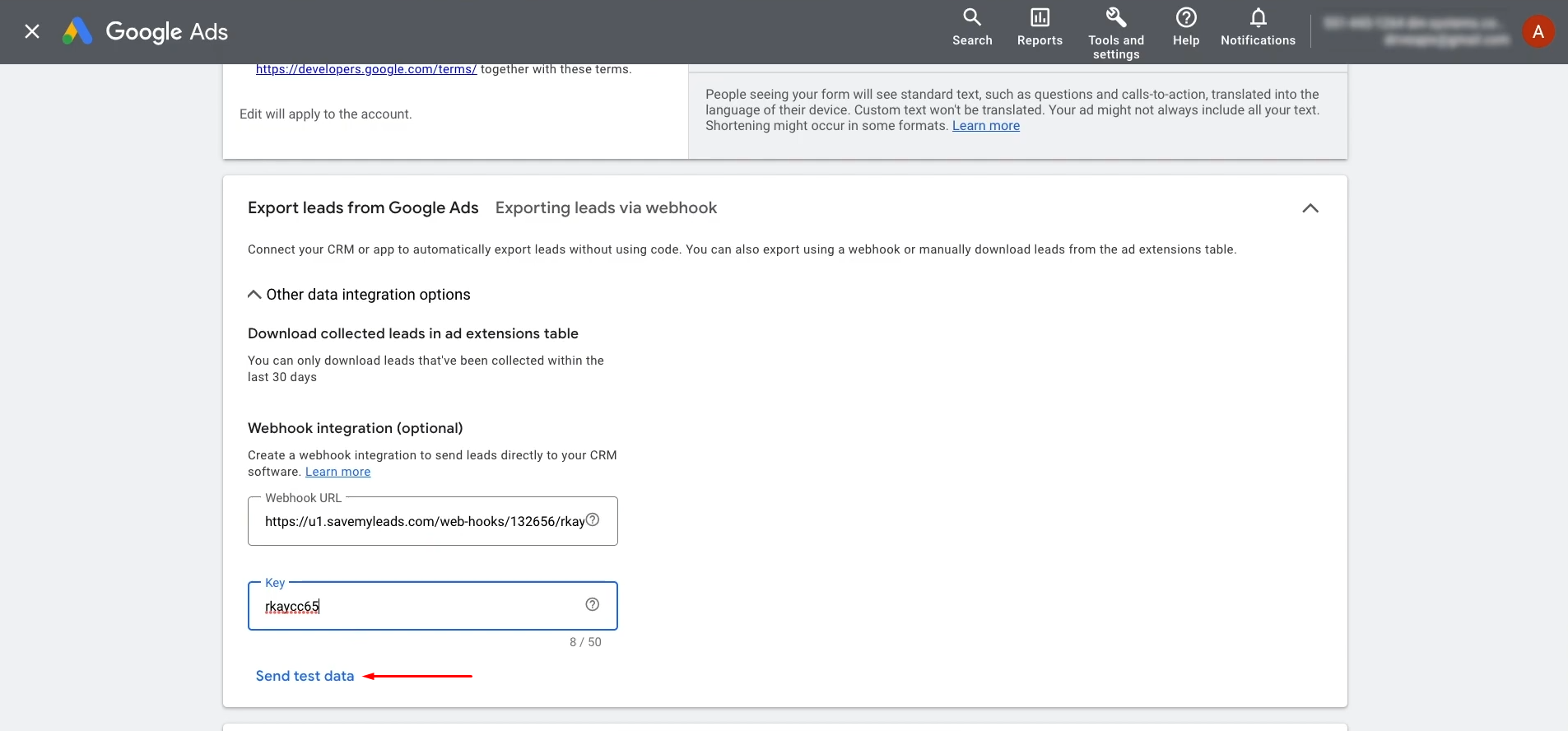 Google Lead Form and Smartsheet integration | Click "Send test data" Google Lead Form and Smartsheet integration | Click "Send test data"