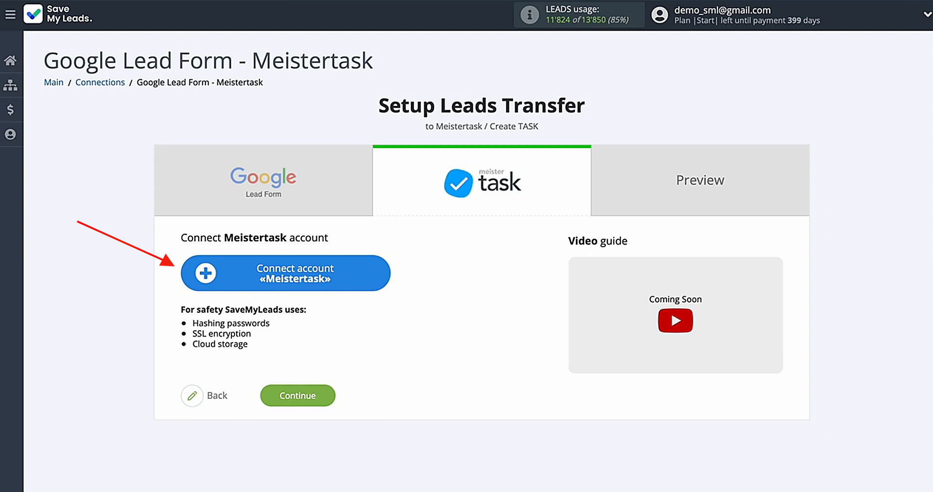 Connect your MeisterTask account to SaveMyLeads