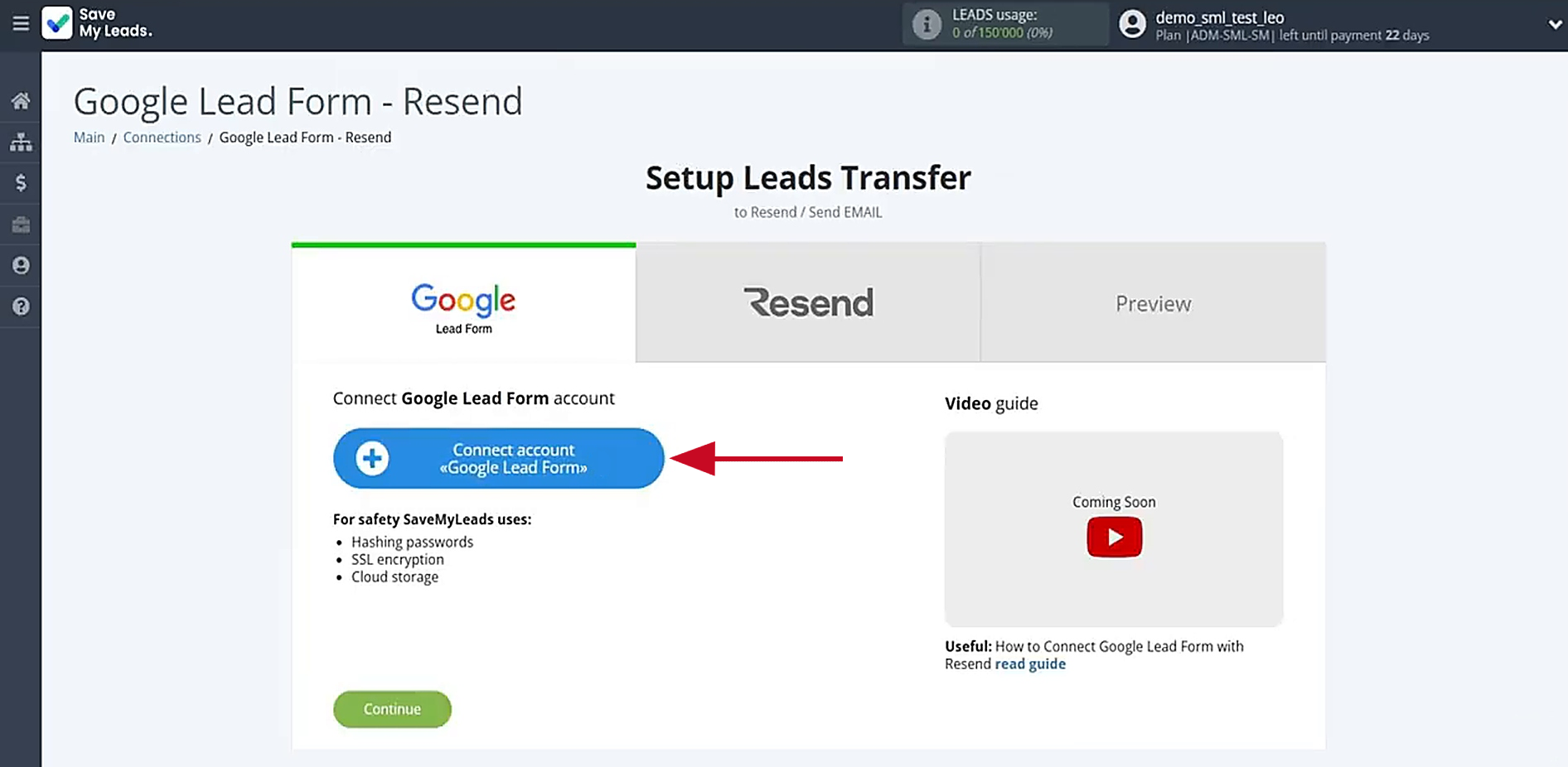Connect your Google Lead Form account Connect your Google Lead Form account