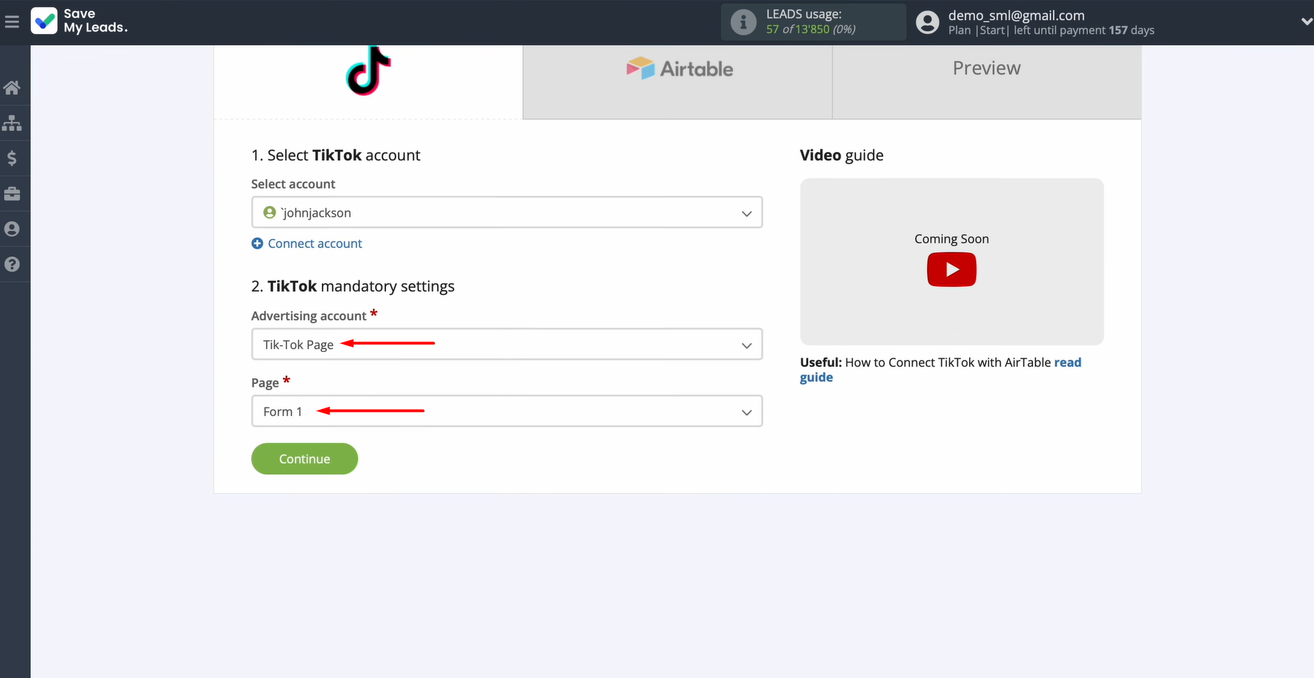 Choose the advertising page and the form Choose the advertising page and the form