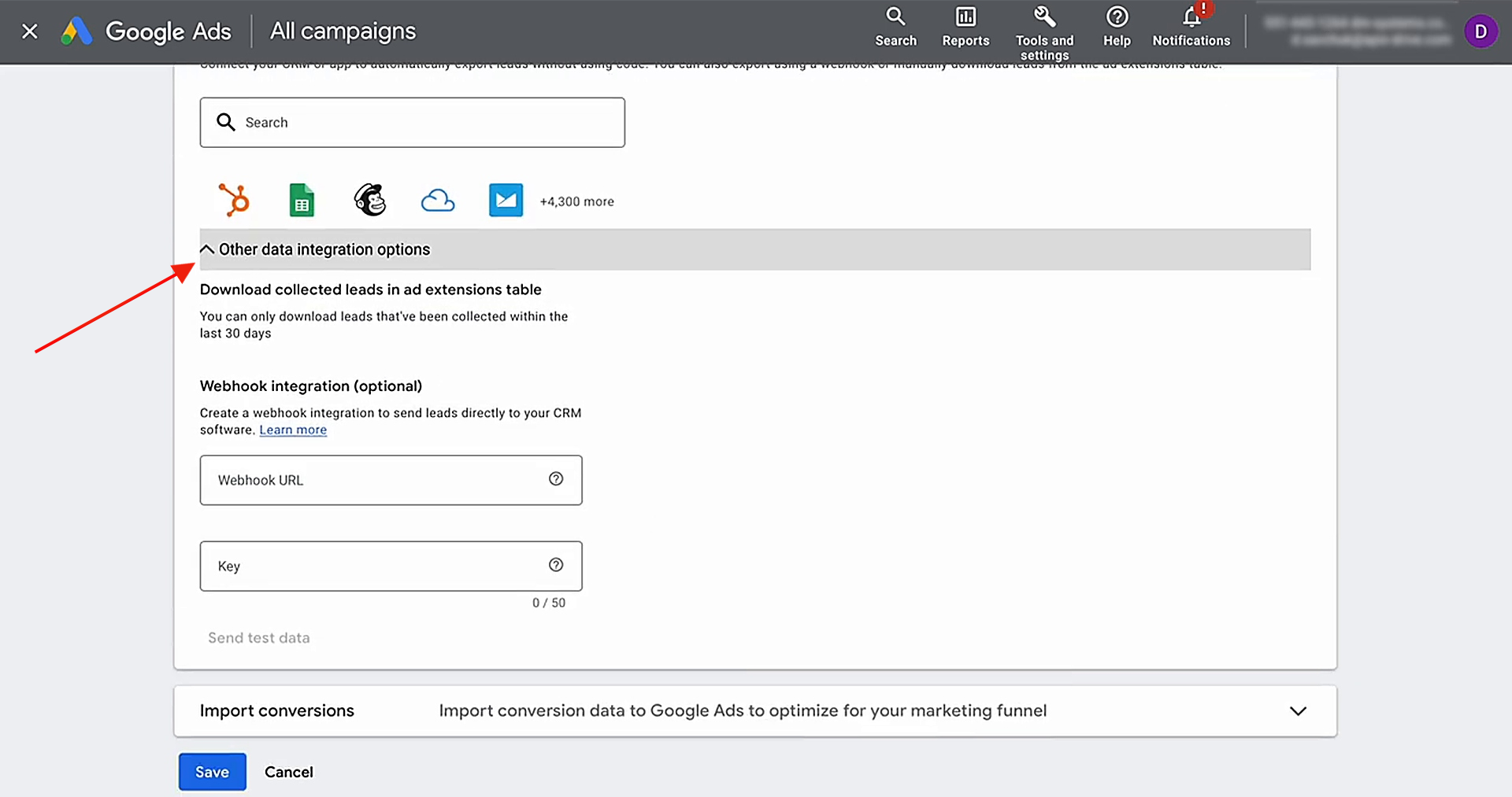 Navigate to Other data integration options