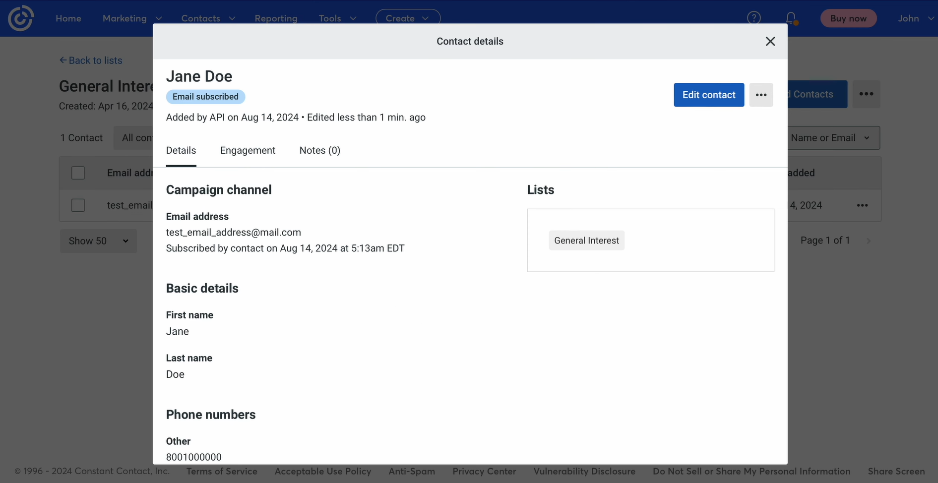 Go to Constant Contact and check the result Go to Constant Contact and check the result