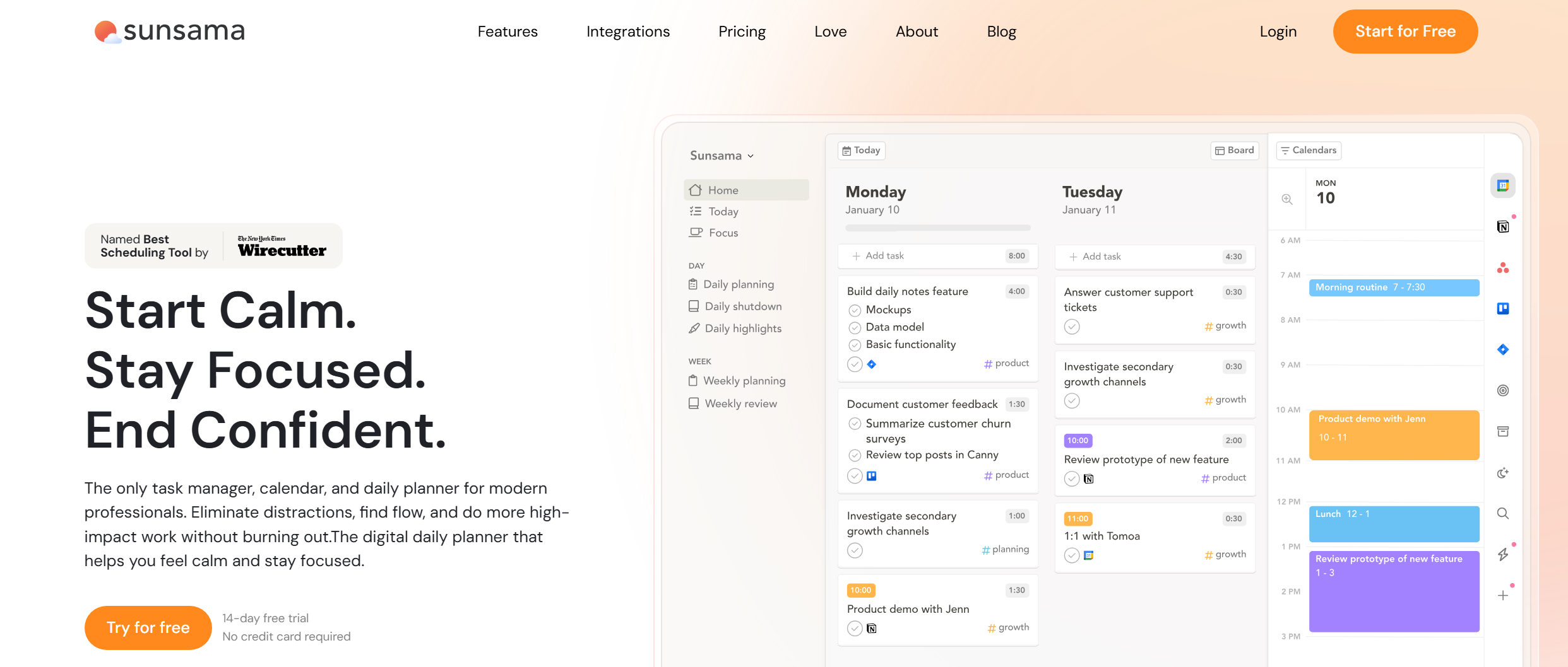 Sunsama website Sunsama website