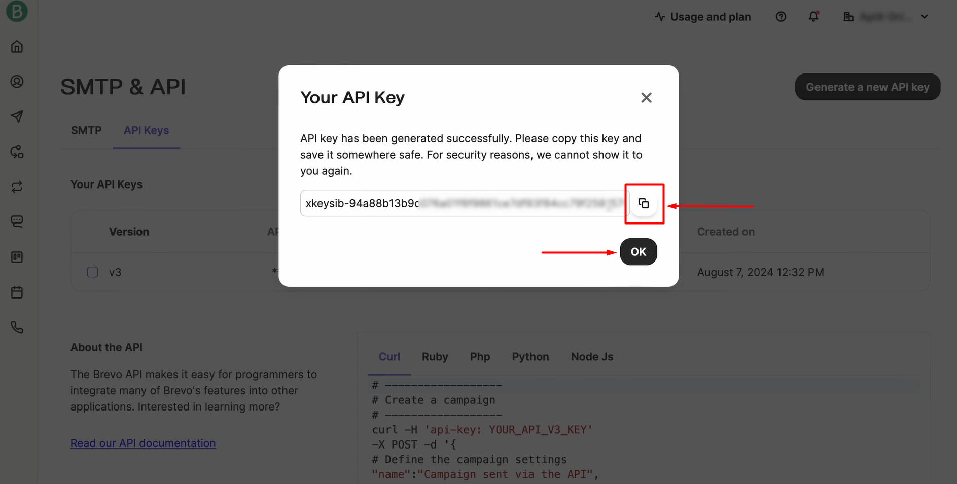 Copy the key
