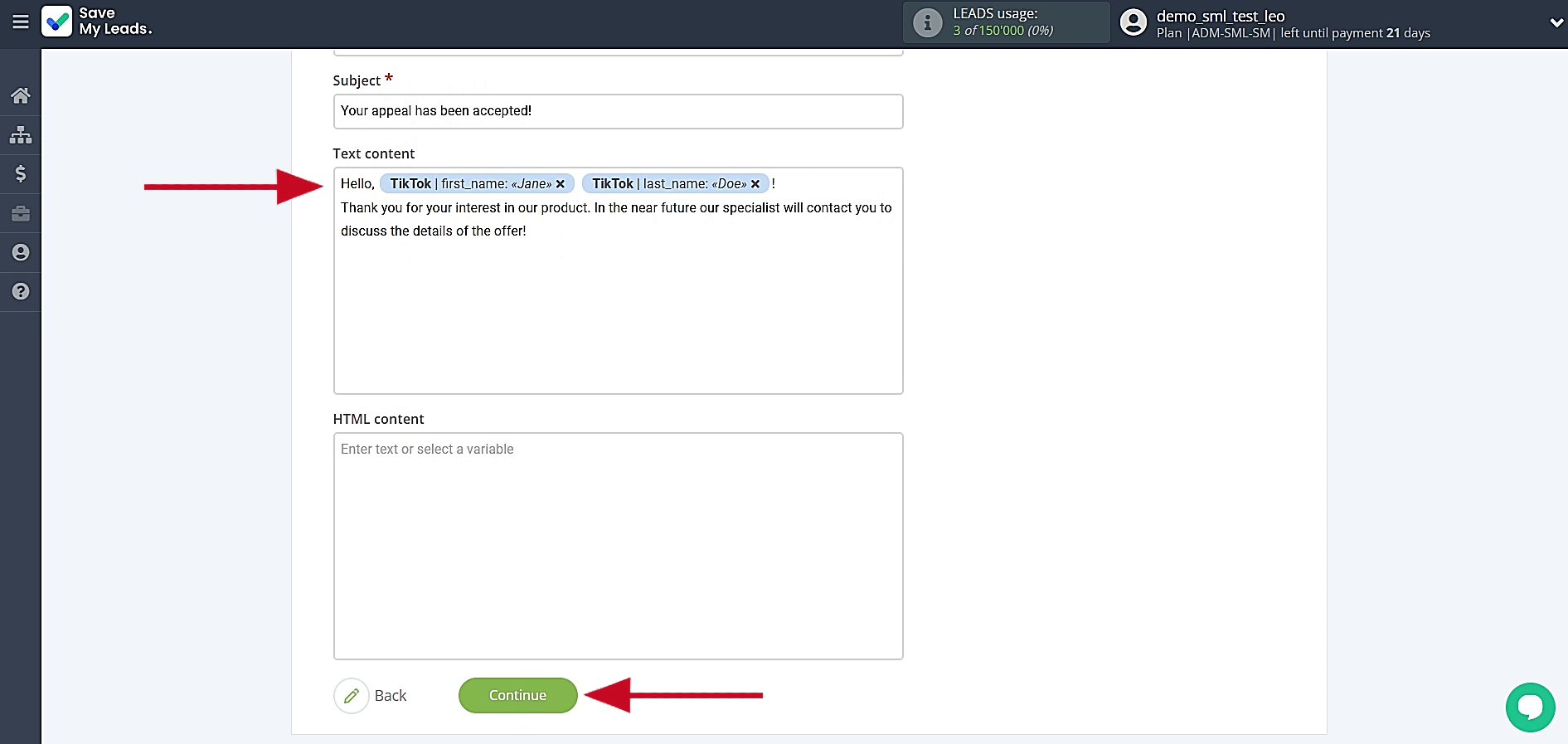 Assign variables to the required fields Assign variables to the required fields