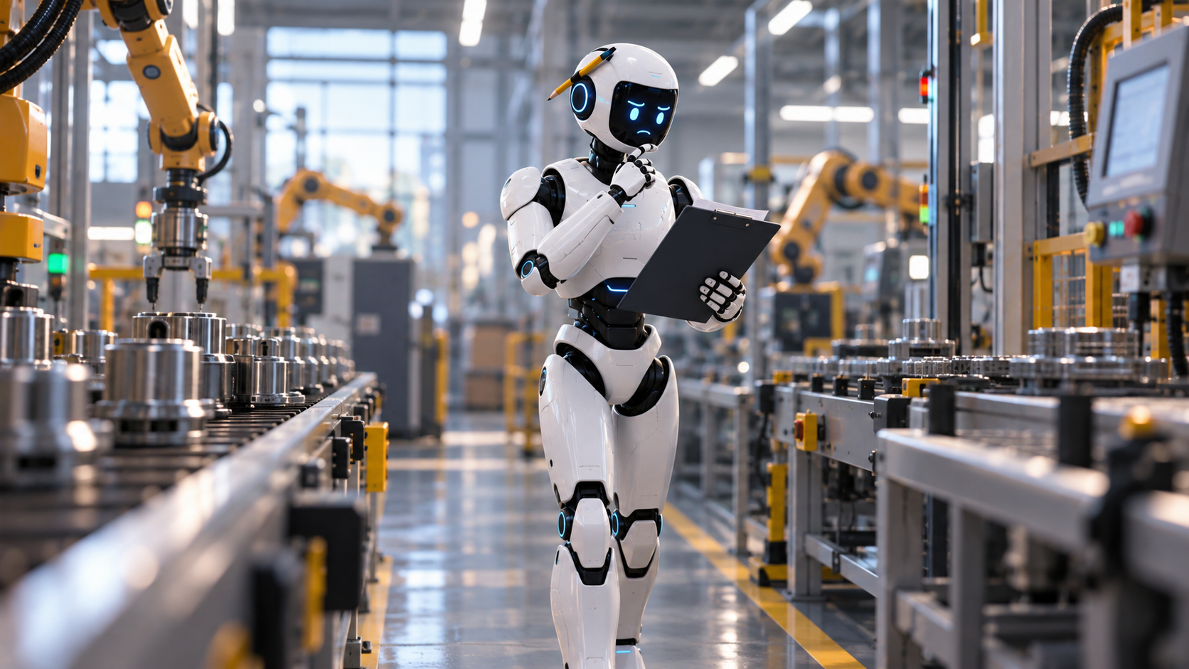 Robot Inspecting Factory Operations Robot Inspecting Factory Operations