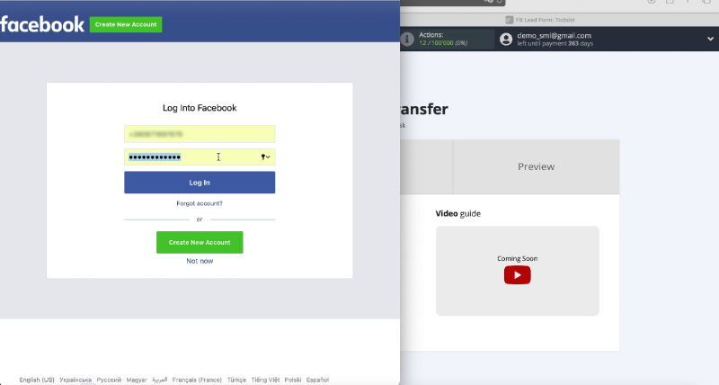 How to Create Todoist Tasks from New Facebook Leads | Enter login and password