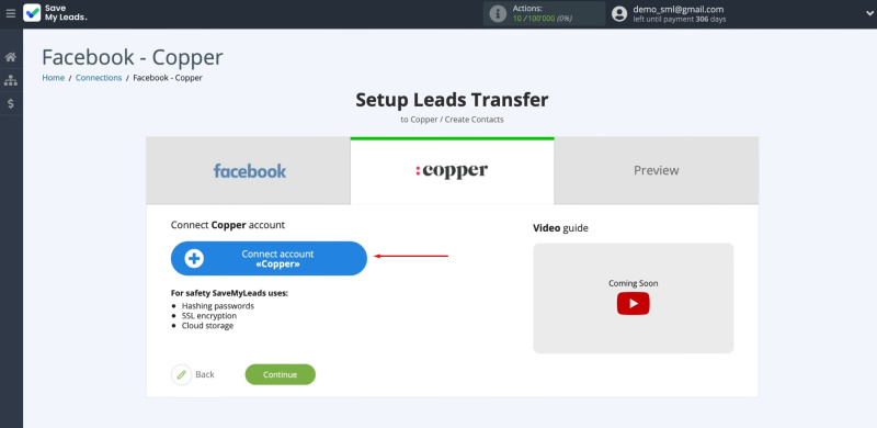 Facebook and Copper integration | Connect your Copper account to SaveMyLeads