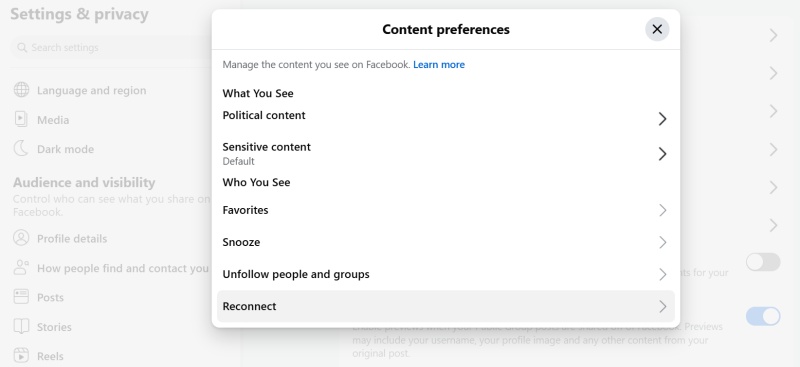 Content preferences