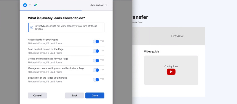 Facebook and Microsoft Dynamics 365 integration | Leave all checkboxes enabled