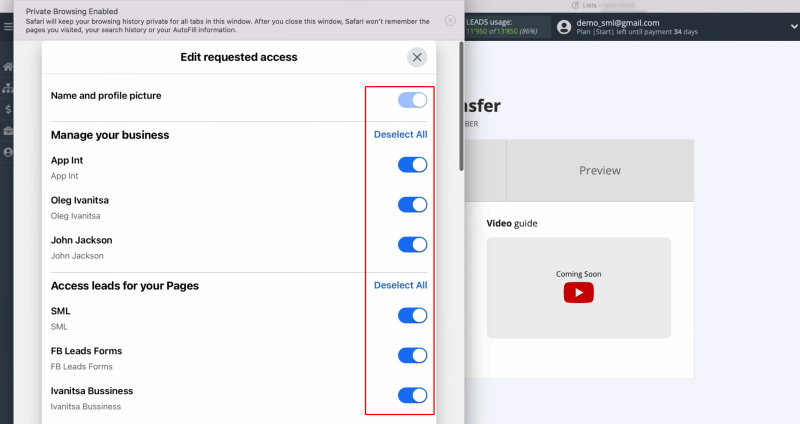 FeedBlitz and Facebook integration | Leave all access checkboxes enabled