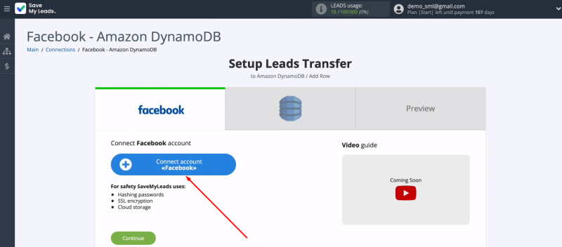 Facebook and Amazon DynamoDB integration | Connect FB to SML