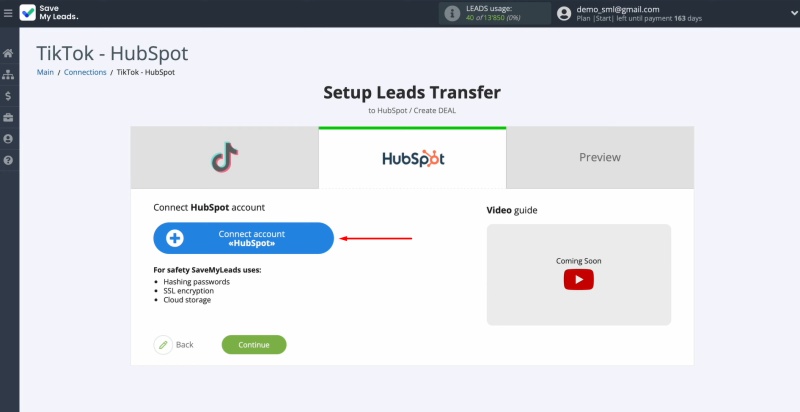 HubSpot and TikTok integration | Connect your HubSpot account to SaveMyLeads