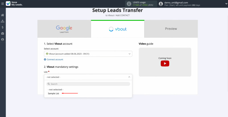 Google Ads Lead Form and Vbout integration | Choose the list