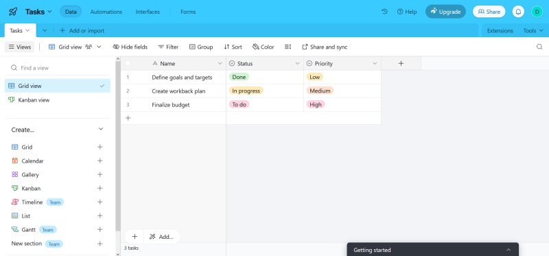 Data visualization in Airtable