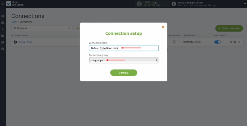 Change the connection name and add it to a group