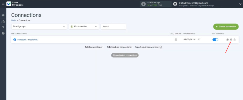 Facebook Lead Ads and Freshdesk integration | Click on the gear icon