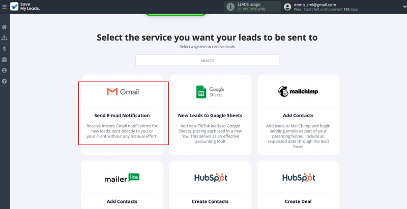 TikTok and Gmail integration | Select Gmail