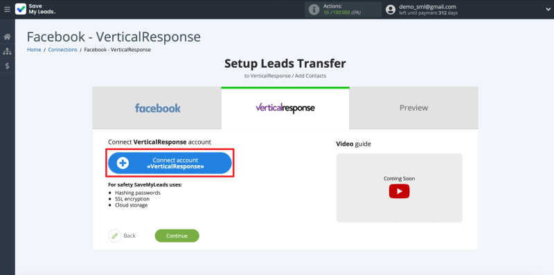 How to set up the upload of new leads from your Facebook ad account to your VerticalResponse email list | Connectng VerticalResponse account