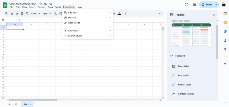 Apps Script feature in Google Sheets