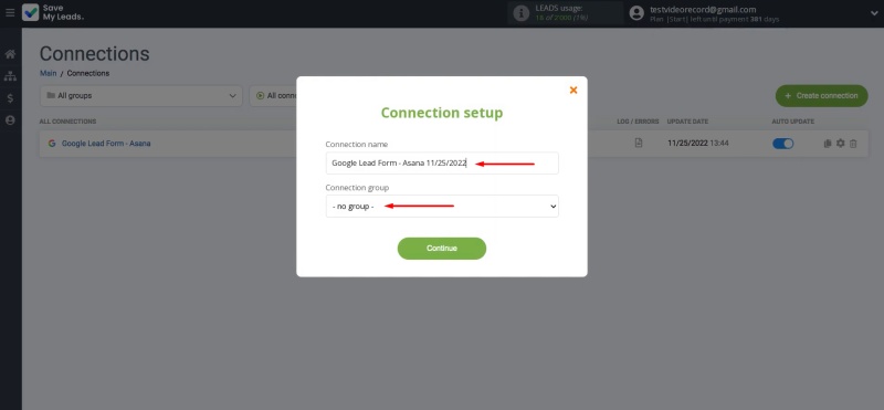 Change the connection name and add it to a group