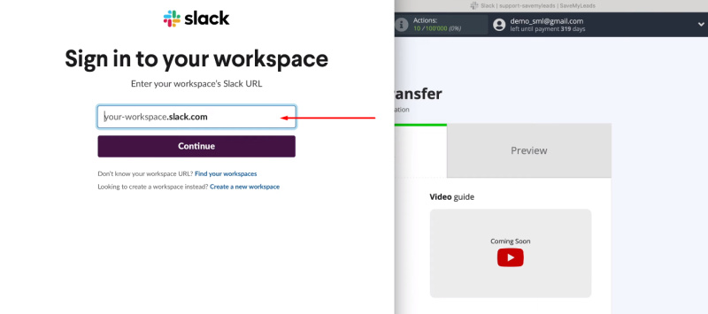 Facebook and Slack integration | "Slack URL" field