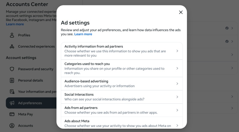Ad settings