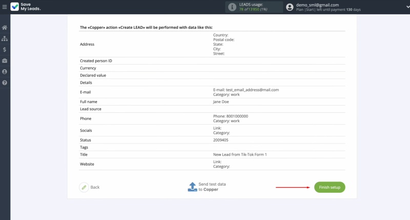 Click “Finish setup”