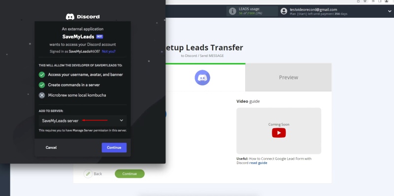 Choose the Discord server
