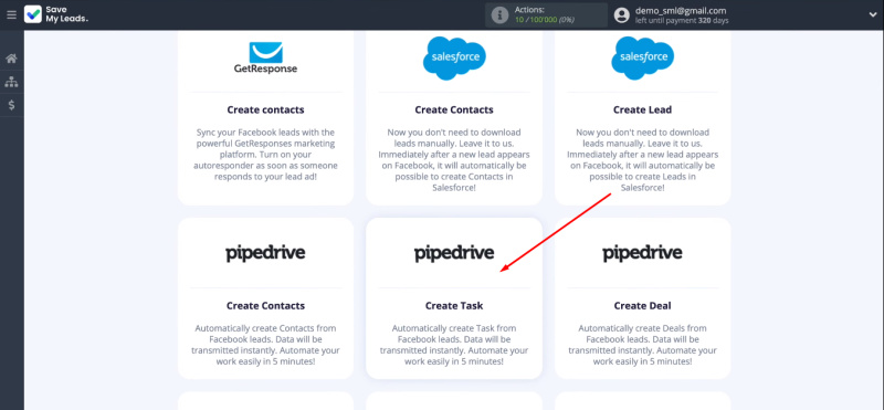Facebook and Pipedrive integration | Select template