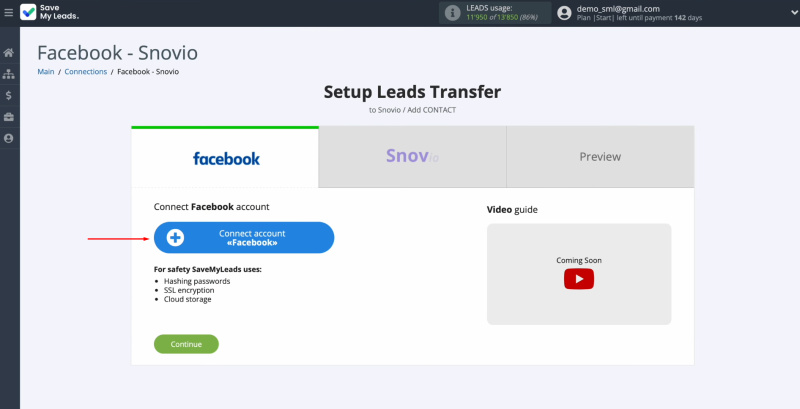 Snov.io and Facebook integration | Connect your Facebook account to SaveMyLeads